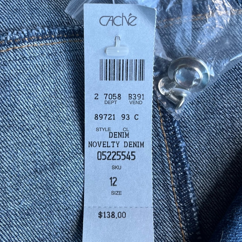 Cache blue Jean jacket. Tunic length. New with tags. Size 12 - Picture 3 of 5